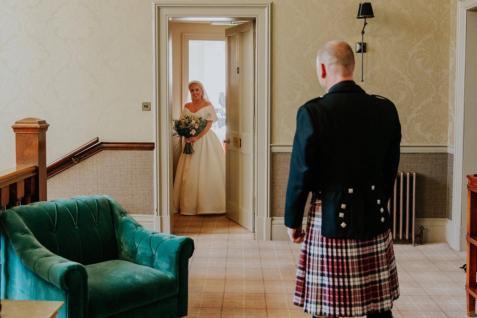 Emma and Chris Berry Cornhill Castle Winter Wedding 00013